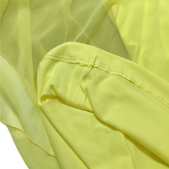 Vintage Yellow Goddess Long Dress with Chiffon Drape and Waist Tie - X-Small? - Picture 10 of 16